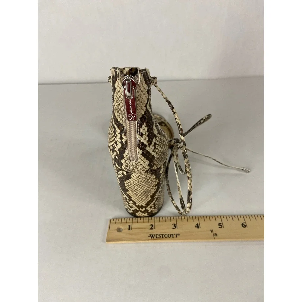 Jessica Simpson Snakeskin Lace Up Block Heel Sandals Brown‎ Tan 8M